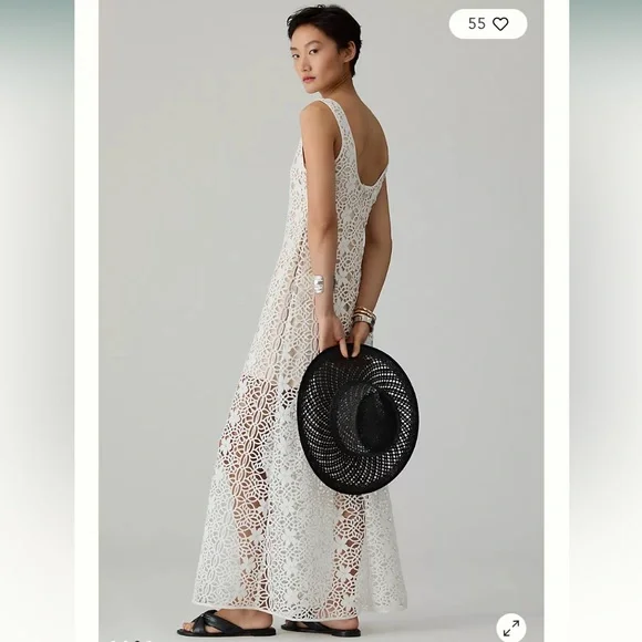 knee length dresses for ladies Off White 3D Floral Lace Sleeveless Mini Dress main image 0